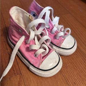 Converse Kids Pink High-Top Canvas Sneakers with White Laces
